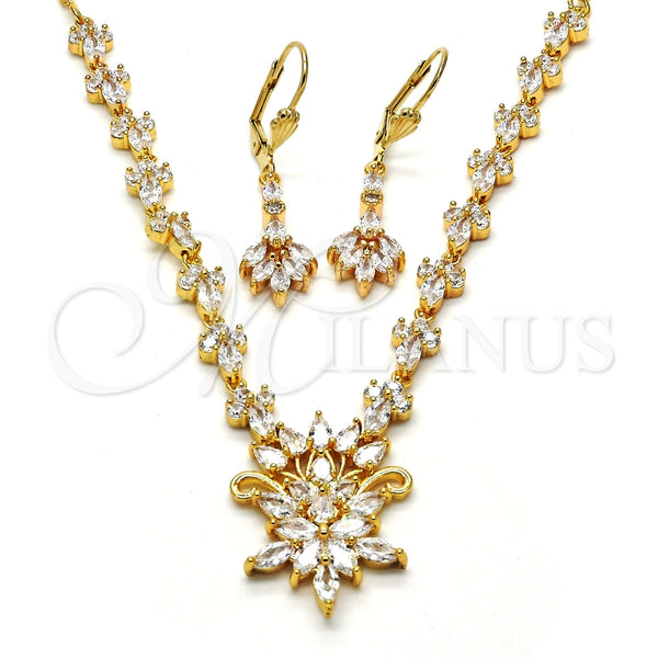 Collar y Dije 06.236.0005 Oro Laminado, Diseño de Gota, con Blanca Zirconia Cubica, Pulido, Tono Dorado
