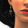 Collar y Dije 06.236.0002.1 Oro Laminado, Diseño de Gota y Oja, con Multicolor Zirconia Cubica, Pulido, Tono Dorado