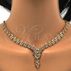 Collar y Dije 06.236.0007 Oro Laminado, Diseño de Oja, con Blanca Zirconia Cubica, Pulido, Tono Dorado