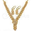 Collar y Dije 06.236.0007 Oro Laminado, Diseño de Oja, con Blanca Zirconia Cubica, Pulido, Tono Dorado