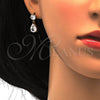 Collar y Dije 06.205.0018 Oro Laminado, Diseño de Gota y Oja, con Blanca Zirconia Cubica, Pulido, Tono Dorado