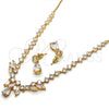 Collar y Dije 06.205.0018 Oro Laminado, Diseño de Gota y Oja, con Blanca Zirconia Cubica, Pulido, Tono Dorado