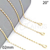 Gargantilla Basica 04.213.0004.20 Oro Laminado, Pulido, Tono Dorado (02 MM Thickness, 20 Inches Length)