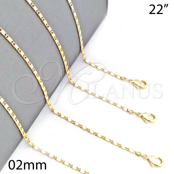 Gargantilla Basica 04.213.0004.22 Oro Laminado, Pulido, Tono Dorado (02 MM Thickness, 22 Inches Length)