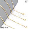 Gargantilla Basica 04.213.0004.22 Oro Laminado, Pulido, Tono Dorado (02 MM Thickness, 22 Inches Length)
