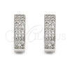 Argolla Huggie 02.175.0041.10 Plata Rodinada, con Micro Pave Blanca, Pulido, Rodinado