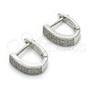 Argolla Huggie 02.175.0041.10 Plata Rodinada, con Micro Pave Blanca, Pulido, Rodinado