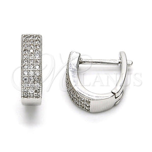 Argolla Huggie 02.175.0041.10 Plata Rodinada, con Micro Pave Blanca, Pulido, Rodinado
