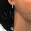 Argolla Huggie 02.175.0042.10 Plata Rodinada, con Micro Pave Blanca, Pulido, Rodinado