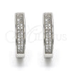 Argolla Huggie 02.175.0043.15 Plata Rodinada, con Micro Pave Blanca, Pulido, Rodinado