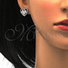 Arete Dormilona 02.26.0141.1 Rodio Laminado, Diseño de Corazón, con Swarovski Elements Crystal y Cristal Blanca, Pulido, Rodinado