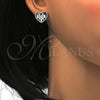 Arete Dormilona 02.26.0141.1 Rodio Laminado, Diseño de Corazón, con Swarovski Elements Crystal y Cristal Blanca, Pulido, Rodinado