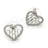 Arete Dormilona 02.26.0141.1 Rodio Laminado, Diseño de Corazón, con Swarovski Elements Crystal y Cristal Blanca, Pulido, Rodinado