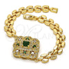 Pulsera Elegante 03.217.0004.1.07 Oro Laminado, con Verde and Blanca Zirconia Cubica, Pulido, Tono Dorado (08 MM Thickness, 7 Inches Length)