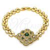 Pulsera Elegante 03.217.0004.1.07 Oro Laminado, con Verde and Blanca Zirconia Cubica, Pulido, Tono Dorado (08 MM Thickness, 7 Inches Length)