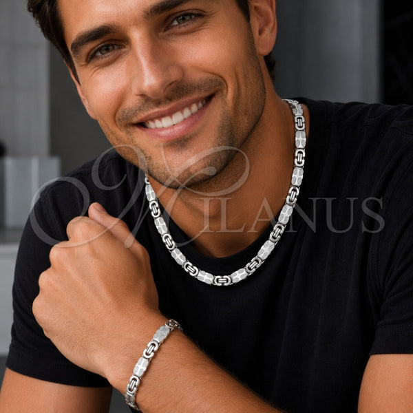 Collar y Pulsera 06.116.0006 Acero Inoxidable, Pulido, Tono Plateado