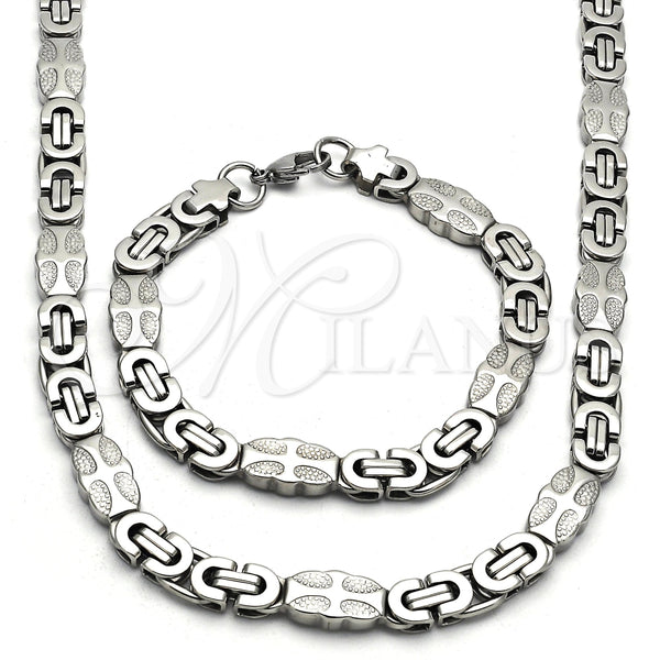 Collar y Pulsera 06.116.0006 Acero Inoxidable, Pulido, Tono Plateado