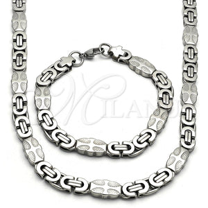 Collar y Pulsera 06.116.0006 Acero Inoxidable, Pulido, Tono Plateado
