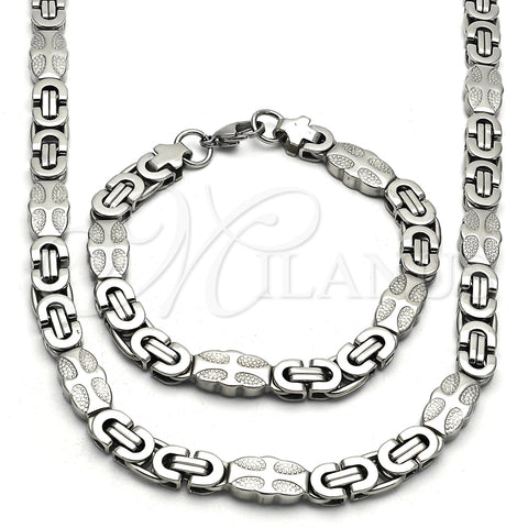 Collar y Pulsera 06.116.0006 Acero Inoxidable, Pulido, Tono Plateado