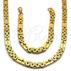 Collar y Pulsera 06.116.0005.1 Acero Inoxidable, Diseño de Cruz, Pulido, Tono Dorado