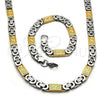 Collar y Pulsera 06.116.0009.22 Acero Inoxidable, Diseño de Llave Griega, Pulido, Dos Tonos