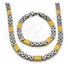 Collar y Pulsera 06.116.0009.22 Acero Inoxidable, Diseño de Llave Griega, Pulido, Dos Tonos