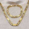 Collar y Pulsera 06.116.0010.22 Acero Inoxidable, Diseño de Cruz, Pulido, Tono Dorado