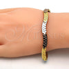 Pulsera Solida 03.102.0030.08 Oro Laminado, Pulido, Tres Tonos (8 Inches Length)