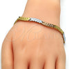 Pulsera Solida 03.102.0030.08 Oro Laminado, Pulido, Tres Tonos (8 Inches Length)