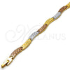Pulsera Solida 03.102.0030.08 Oro Laminado, Pulido, Tres Tonos (8 Inches Length)