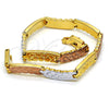 Pulsera Solida 03.102.0030.08 Oro Laminado, Pulido, Tres Tonos (8 Inches Length)