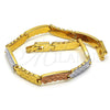 Pulsera Solida 03.102.0030.08 Oro Laminado, Pulido, Tres Tonos (8 Inches Length)