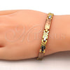 Pulsera Solida 03.102.0031.08 Oro Laminado, Diseño de Elefante, Pulido, Tres Tonos (07 MM Thickness, 8 Inches Length)