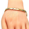 Pulsera Solida 03.102.0031.08 Oro Laminado, Diseño de Elefante, Pulido, Tres Tonos (07 MM Thickness, 8 Inches Length)