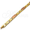 Pulsera Solida 03.102.0031.08 Oro Laminado, Diseño de Elefante, Pulido, Tres Tonos (07 MM Thickness, 8 Inches Length)