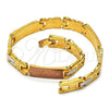 Pulsera Solida 03.102.0031.08 Oro Laminado, Diseño de Elefante, Pulido, Tres Tonos (07 MM Thickness, 8 Inches Length)