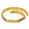 Pulsera Solida 03.102.0031.08 Oro Laminado, Diseño de Elefante, Pulido, Tres Tonos (07 MM Thickness, 8 Inches Length)