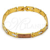 Pulsera Solida 03.102.0031.08 Oro Laminado, Diseño de Elefante, Pulido, Tres Tonos (07 MM Thickness, 8 Inches Length)