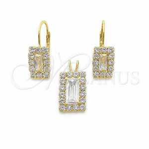 Juego de Arete y Dije de Adulto 5.057.014 Oro Laminado, con Blanca and Blanca Zirconia Cubica, Pulido, Tono Dorado