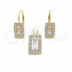 Juego de Arete y Dije de Adulto 5.057.014 Oro Laminado, con Blanca and Blanca Zirconia Cubica, Pulido, Tono Dorado