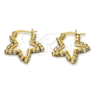 Argolla Pequeña 02.213.0071.20 Oro Laminado, Diseño de Estrella, con Blanca Cristal, Pulido, Tono Dorado