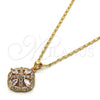 Collares con Dije 04.213.0054.18 Oro Laminado, con Blanca Zirconia Cubica, Pulido, Tono Dorado (02 MM Thickness, 18 Inches Length)