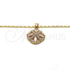 Collares con Dije 04.213.0054.18 Oro Laminado, con Blanca Zirconia Cubica, Pulido, Tono Dorado (02 MM Thickness, 18 Inches Length)