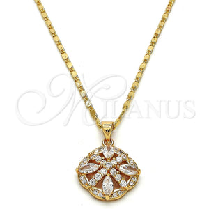 Collares con Dije 04.213.0054.18 Oro Laminado, con Blanca Zirconia Cubica, Pulido, Tono Dorado (02 MM Thickness, 18 Inches Length)