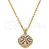 Collares con Dije 04.213.0054.18 Oro Laminado, con Blanca Zirconia Cubica, Pulido, Tono Dorado (02 MM Thickness, 18 Inches Length)