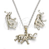 Juego de Arete y Dije de Adulto 10.185.0005.1 Rodio Laminado, Diseño de Elefante, Pulido, Rodinado