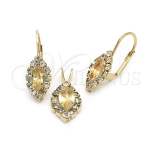 Juego de Arete y Dije de Adulto 10.122.0003.5 Oro Laminado, con Champan and Blanca Zirconia Cubica, Pulido, Tono Dorado
