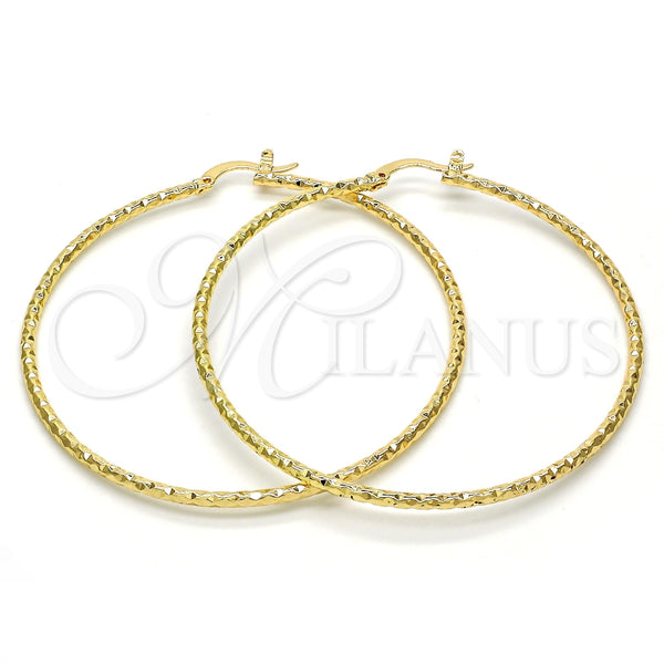 Argolla Grande 02.168.0040.60 Oro Laminado, Diamantado, Tono Dorado