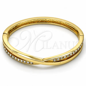Aro Individual 07.252.0041.05 Oro Laminado, con Blanca Cristal, Pulido, Tono Dorado (06 MM Thickness, Size 5 (2.50 Diameter))