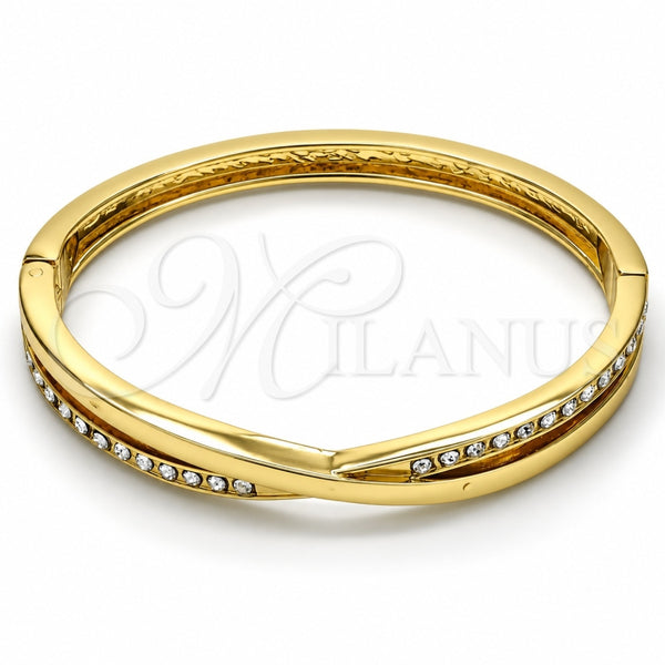 Aro Individual 07.252.0041.05 Oro Laminado, con Blanca Cristal, Pulido, Tono Dorado (06 MM Thickness, Size 5 (2.50 Diameter))
